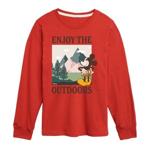 Boys' - Disney - Enjoy The Outdoors Mickey Long Sleeve Graphic T-Shirt - 1 of 4