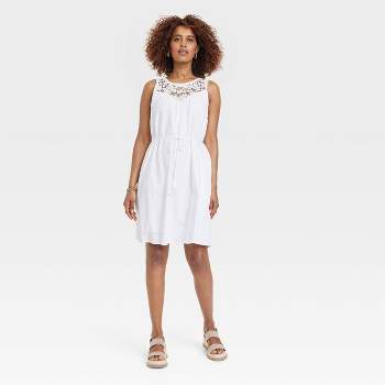 Women's Wide Strap Sleeveless A-Line Dress - Knox Rose™ White XL