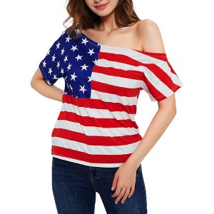 Anna-Kaci Women's American USA Flag Top July of 4th T-Shirt Blouse for Everyday Looks - 1 of 4