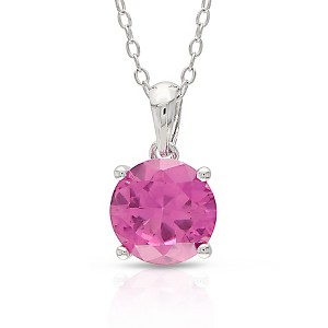 EVERLY JEWELRY | Sterling Silver Solitaire Pendant with Created Gemstone – Multiple Stone Options - 1 of 1