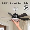 DORESshop 17.7" Black LED Garage Ceiling Fan Light 6-Blade Flush Mount Ceiling Light, Remote Control, 3-Color Dimmable with 6-Speed Wind Adjustment - 2 of 4