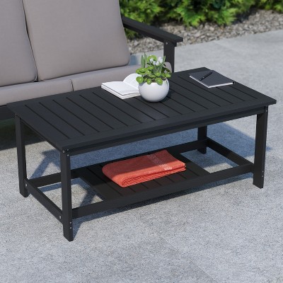 Charlestown Black Poly Resin Two Tiered Coffee Table