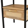 Rattan Nightstands, Modern Night Stand With Drawer, Metal Legs, Floor Standing Rattan Night Stand For Living Room, 15.75 "L x 13.78 "W x 21.26 "H - 4 of 4