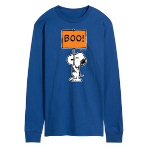 Men's - Peanuts - Snoopy Boo Sign Long Sleeve Graphic T-Shirt - 1 of 4