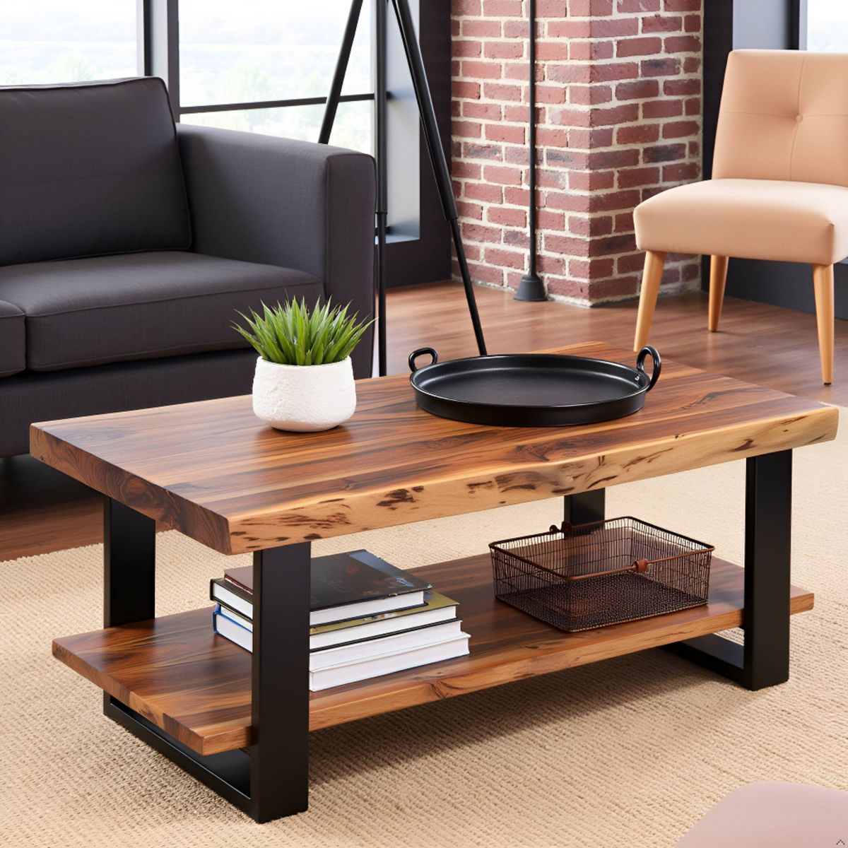 Alpine Live Edge Wood Coffee Table Natural - Alaterre Furniture - thumbnail 8