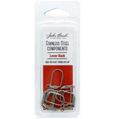 John Bead 8pcs (12x17mm) Stainless Steel Earring Lever Back Jewelry Findings Kit