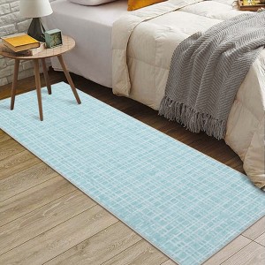Washable Area Rugs Modern Plaid Indoor Floor Carpet with Non-Slip Backing Stain-Resistant Soft Low Pile Rugs for Living Room - 1 of 4