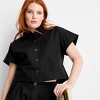 Women's Cap Sleeve V-Neck Button-Down Shirt - Future Collective - 3 of 3