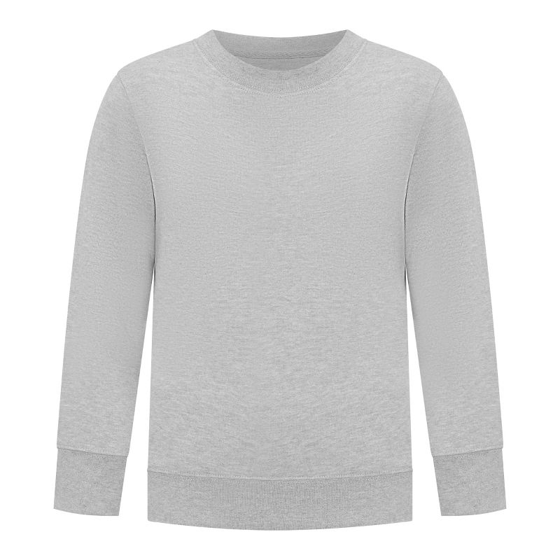 EVERYDAY KIDS Boys’ Fleece Crewneck Sweatshirt; Boys Long Sleeve Pullover Shirt - Soft and Breathable Cotton/Poly Blend, Heather Gray, Size 2T