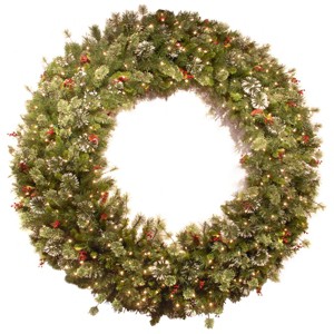 60" Prelit Wintry Pine Artificial Wreath Clear Lights - National Tree Company - 1 of 4