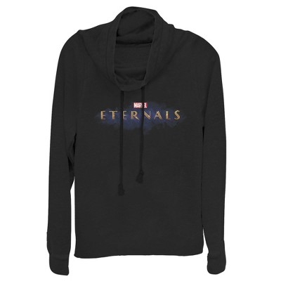 Juniors Womens Marvel Eternals Movie Logo Cowl Neck Sweatshirt