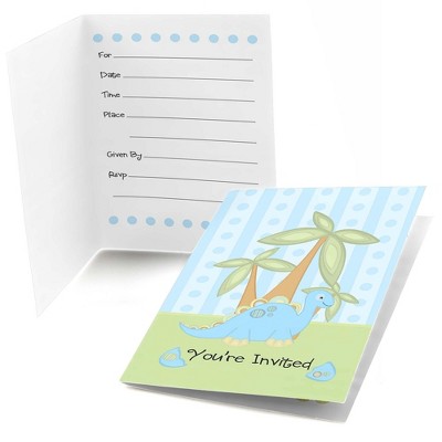 Big Dot of Happiness Baby Dinosaur - Fill In Baby Shower Invitations (8 count)