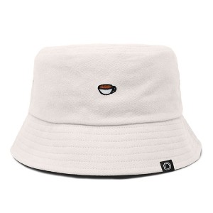 Dalix Lil Coffee Embroidered Cotton Summer Food Outdoor Bucket Hat Womens - 1 of 4