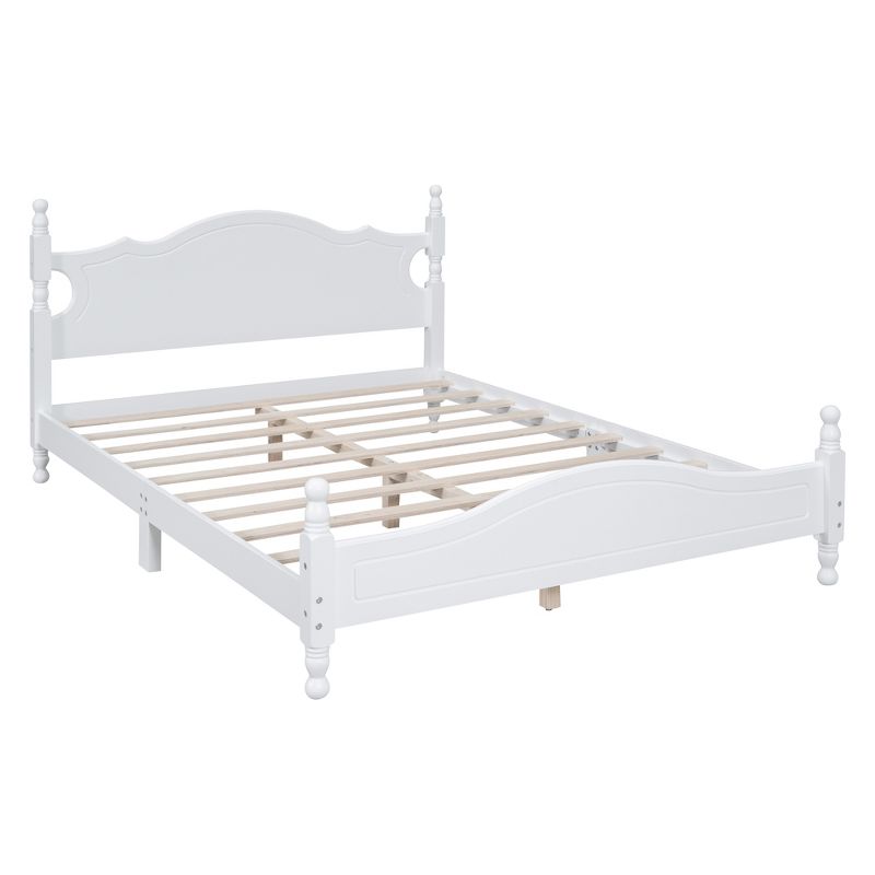 Full/Queen Size Wood Platform Bed Frame, Retro Style Platform Bed - ModernLuxe, 4 of 12
