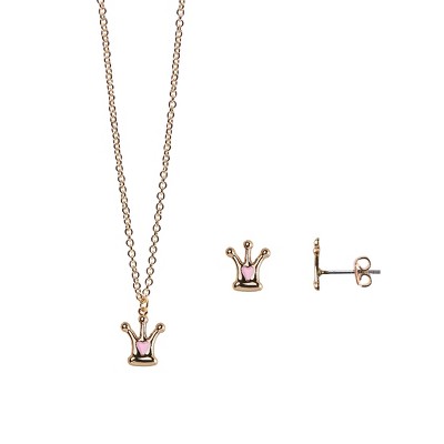FAO Schwarz Princess Crown Necklace and Earring Set