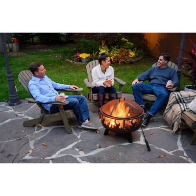 Bronze Wood Burning Fire Pit with Flame Design