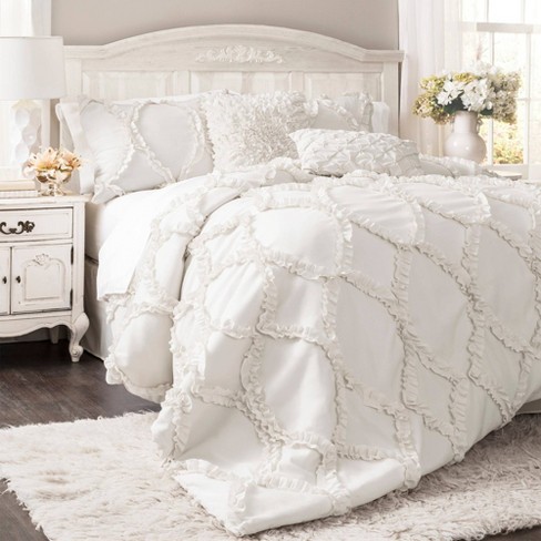 Lucky Brand Textured Woven 3 Piece King Comforter Set White