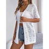 Women's Openwork Short Sleeve Knit Cardigan, Lightweight Cover-Up for Beach & Vacation Sun Protection - 3 of 4