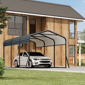 Metal Carport with Galvanized Steel Roof, Heavy Duty Metal Roof Carport with Enhanced Base, Tall Metal Carport Kits Garage for Tractors - 1 of 4