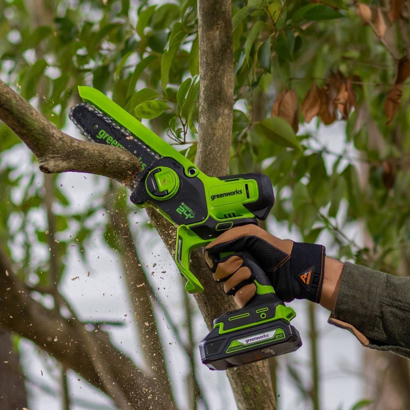 Greenworks POWERALL 6&#34; 24V Cordless Brushless Pruner Saw Kit, 2.0Ah Battery, Charger with BONUS Carry Case and Oil Applicator, 3 of 18