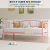 Daybed with Trundle, Modern Compact Design，Twin Metal Bed Frame, Pull-Out Trundle with Six Wheels, Steel Slatted Support, for Small Rooms - 4 of 4