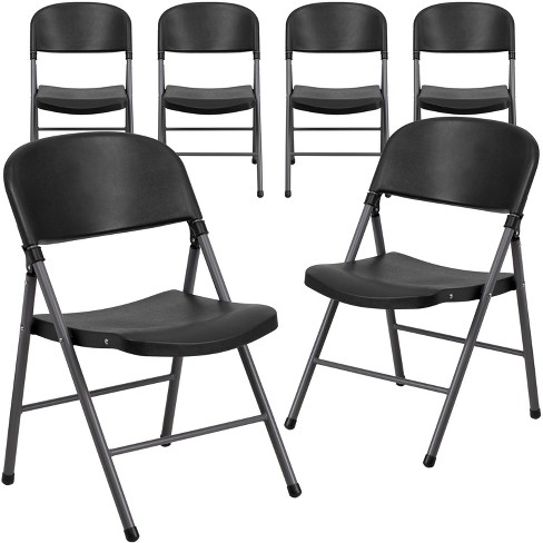 Emma And Oliver 6 Pack 330 Lb. Capacity Black Plastic Folding Chair ...