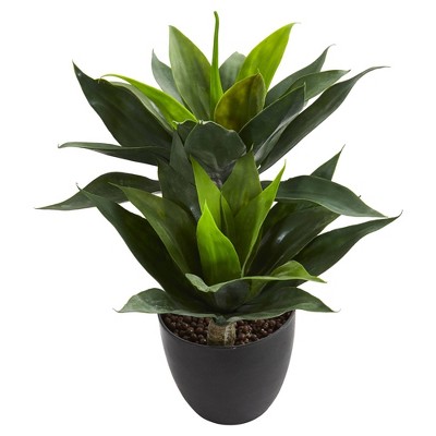 23" Green Silk Outdoor Potted Arrangement with Lights
