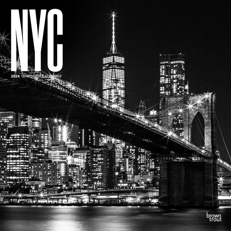 Browntrout 2024 Wall Calendar 12&#34;x12&#34; New York City Black &#38; White, 1 of 5