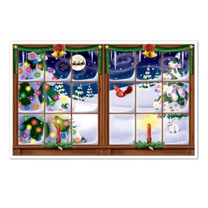 Beistle Snowy Christmas Insta-View, 3' 2" x 5' 2", (1/Pkg) Multicolored - 1 of 4