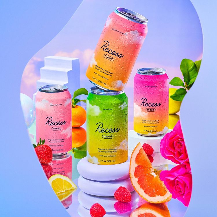 Recess Mood Raspberry Lemon Sparkling Water with Magnesium L Threonate - 12 fl oz Can, 4 of 4