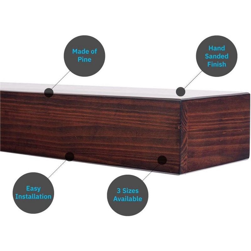 Austin Floating Wood Mantel Shelf Pine Wood Rustic Shelf | Mantels Direct, 4 of 7