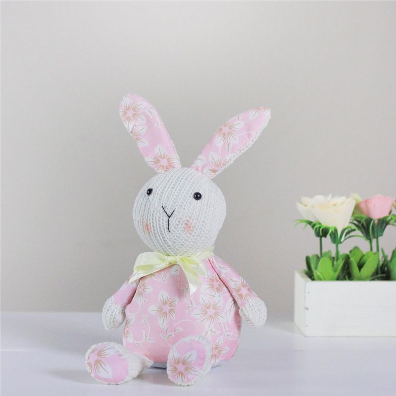Northlight 13" Floral Easter Bunny Rabbit Spring Decoration - Pink/White, 3 of 4