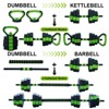4-in-1 Adjustable Dumbbell Set 44lbs, Octagon Weight Plates w/ Dumbbell Bar, Kettlebell Handle, Push-up Bars & Connector - 3 of 4