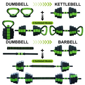 4-in-1 Adjustable Dumbbell Set 44lbs, Octagon Weight Plates w/ Dumbbell Bar, Kettlebell Handle, Push-up Bars & Connector - 1 of 4