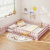 Costway Queen Size Floor Bed with Full Length Safety Guardrails & Door for Boys, Girls Pink/Gray/Natural/Icy Aqua/White/Mint Sky - 2 of 4