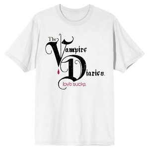 Vampire Diaries Logo Love Sucks Men's White T-shirt - 1 of 1