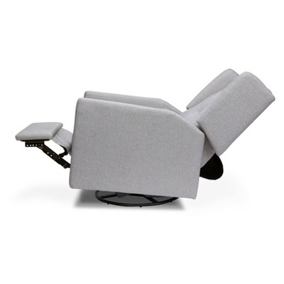Misty Grey Swivel Recliner with Wood Base