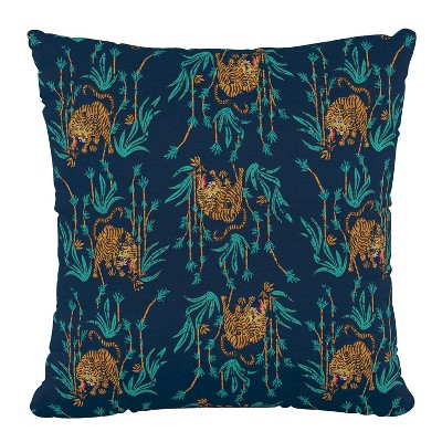 Tiger Bamboo Polyester Square Pillow Navy - Skyline Furniture