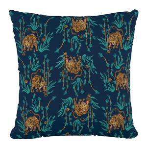 Tiger Bamboo Polyester Square Pillow Navy - Skyline Furniture - 1 of 4