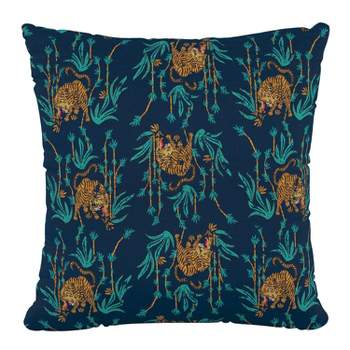 Tiger Bamboo Polyester Square Pillow Navy - Skyline Furniture