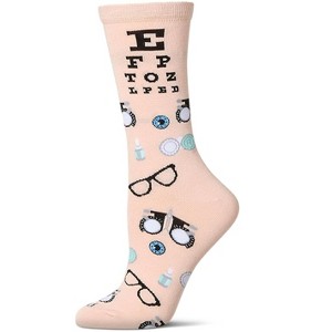 Memoi Women's "Eye Exam" Rayon Blend Novelty Crew Sock Blush 9-11 - 1 of 4