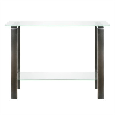 Asta 42'' Gunmetal Gray Glass Console Table with Storage