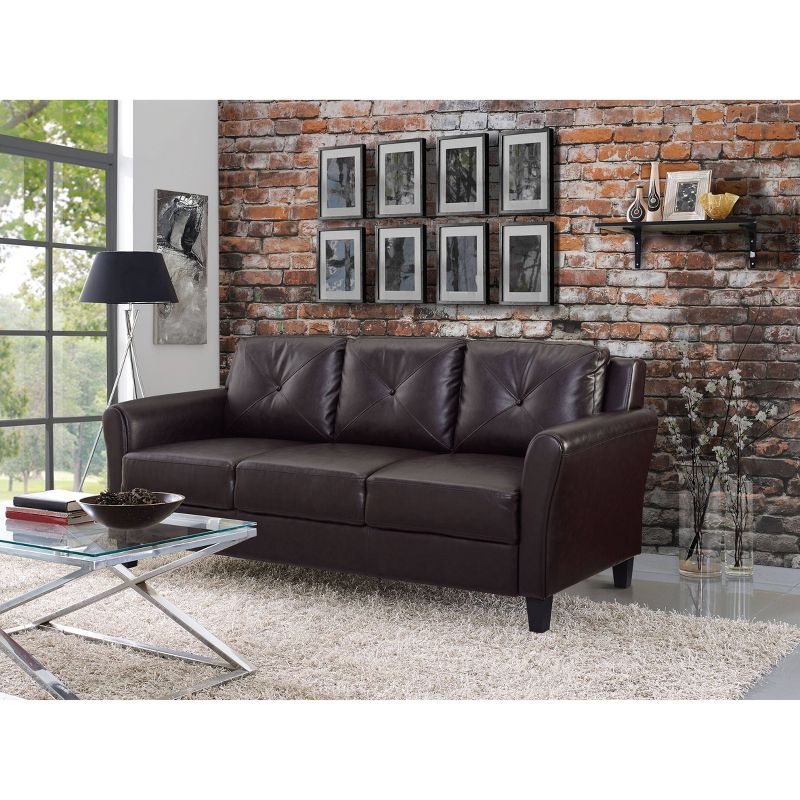 Helena Faux Leather Sofa Java Brown - Lifestyle Solutions, 3 of 9