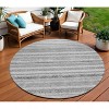 Gray Silver And Charcoal Striped Washable Indoor Outdoor Area Rug - 2 of 4