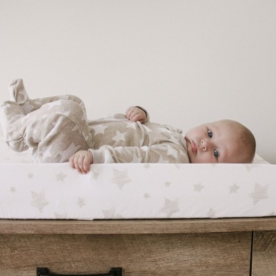 Tan and White Star Jersey Cotton Baby Changing Pad Cover Set