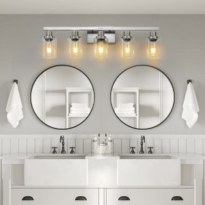 31" Modern 5-Light Bathroom Vanity Light Fixture with Clear Glass Shades, Perfect for Bathroom, Vanity, and Dressing Area Lighting (No Bulbs) - 1 of 4