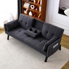 QingMoon 70" Convertible Sofa Bed, Foldable 2-Seater Futon Couch, with 2 Cup Holders, 2 Pillow and Side Storage for Living Room, Apartment - 2 of 4