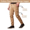 Jump Start Men's Slim Fit  Cotton Flex Stretch Cargo Jogger Pants- 2 Pack - 3 of 4