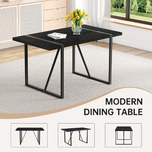 Gulches 55-Inch Minimalist Retro Dining Table, Black Textured MDF Tabletop with Black Metal Legs, Dining & Working, Fits Various Home Styles - 1 of 4