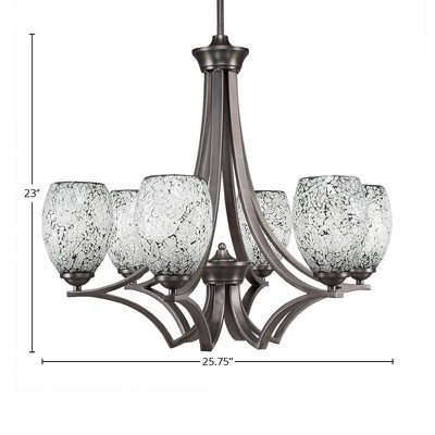 Toltec Lighting Zilo 6 - Light Chandelier in  Graphite with 5" Black Fusion Shade
